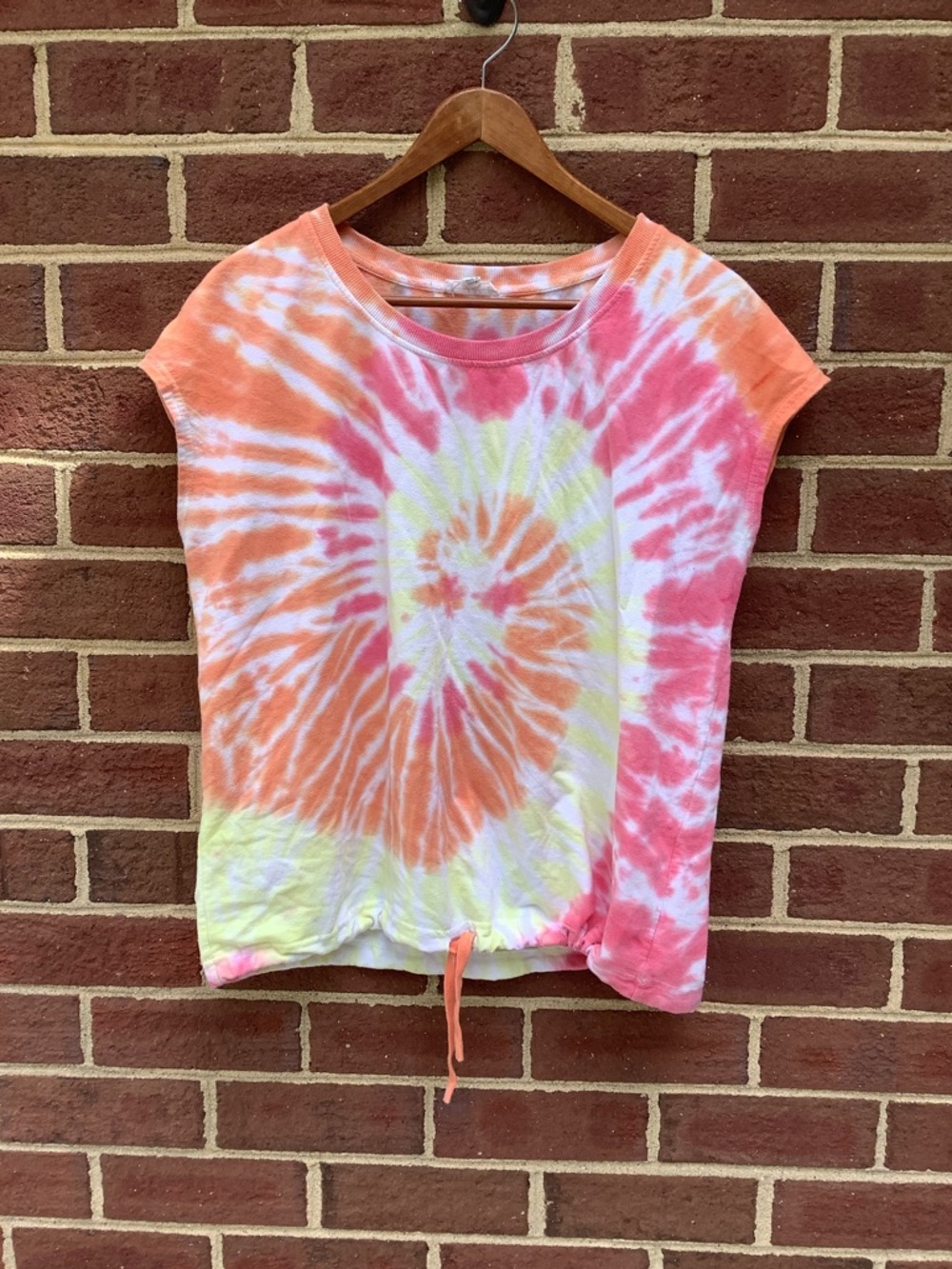 Jane and Delancey Tie Dye Shirt Cap Sleeve Drawstring Waist L